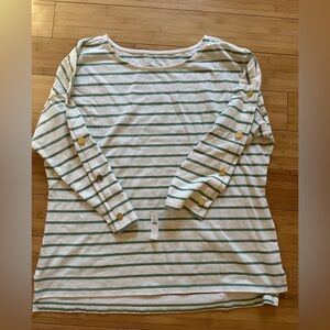 NWT TALBOT Striped Green and White Women's Top